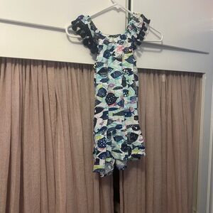 Colorful Fish Print Ruffled Sundress